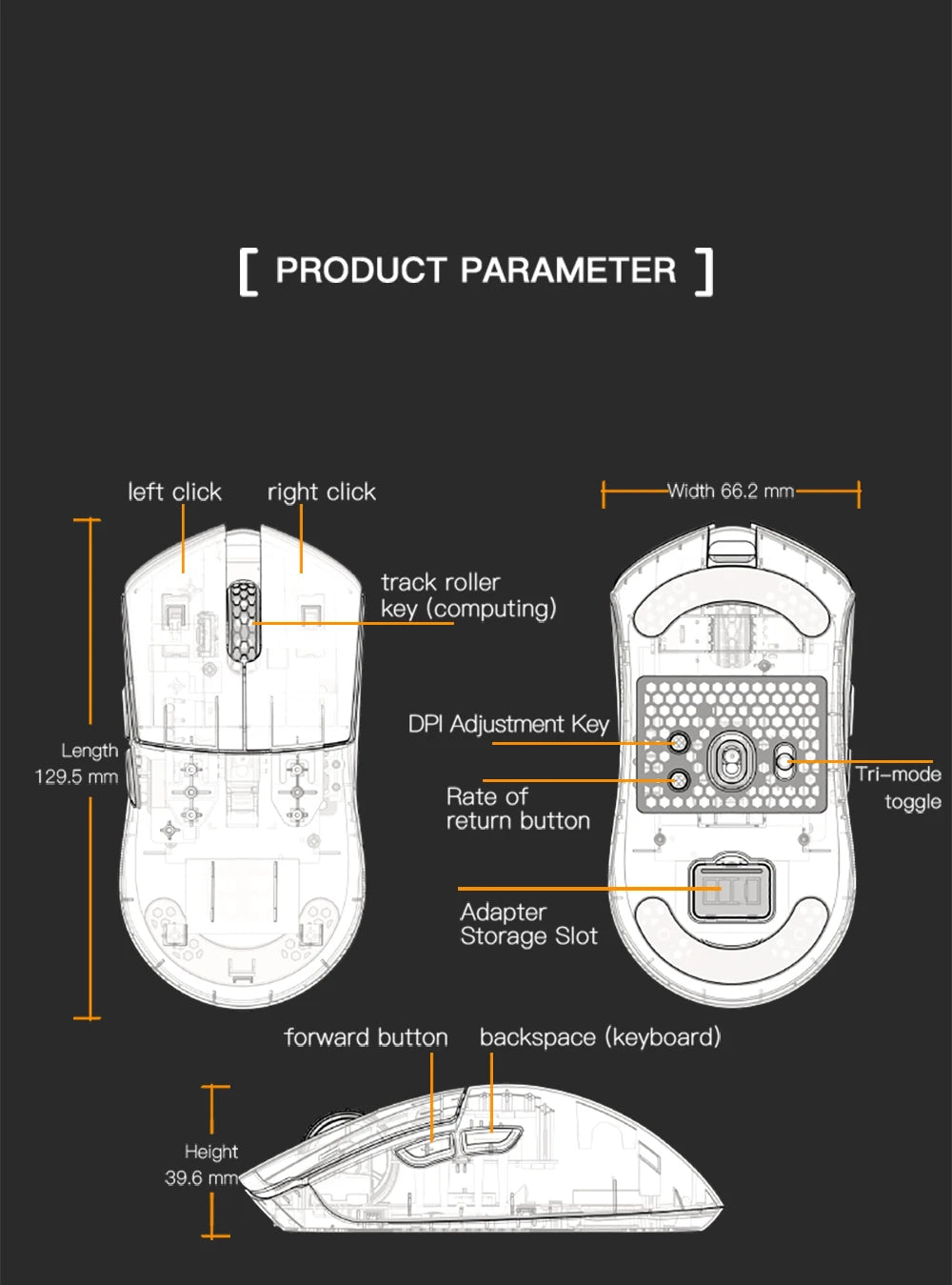 Ratón gaming Darmoshark M3Pro 2.4G BT inalámbrico trimodo con sensor PAW3395 N52840, 26000DPI, para manos grandes, controlador macro para gaming