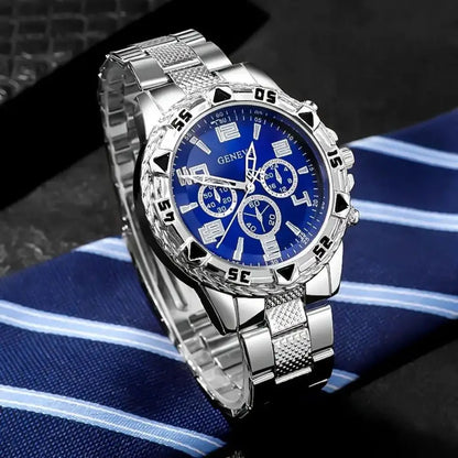 Men’s Luxury Stainless Steel Quartz Watch  Large Dial Business & Casual Wristwatch