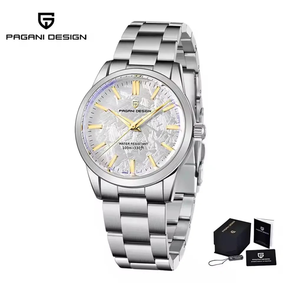 PAGANI DESIGN 40MM Orologio al quarzo da uomo con quadrante in meteorite, lusso business, zaffiro, acciaio inossidabile 316L, impermeabile 100M