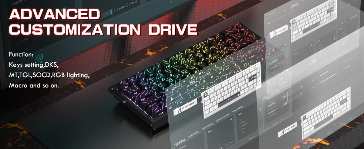 ATTACK SHARK X68PRO HE Wireless Rapid Trigger Gaming Keyboard, 60% Hall Effect Magnetic Keyboard, Tri-Mode Mechanical Gaming Keyboard with 8K Polling Rate & Adjustable Actuation