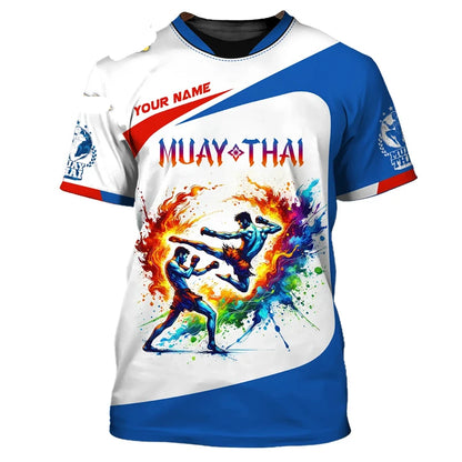 Stylové nové pánské tričko s grafikou Muay Thai, 3D potiskem tygra a draka, personalizovaným jménem a výrazným designem, letní tričko na gym a fitness