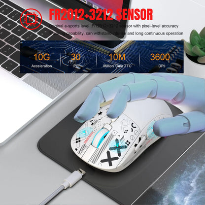 Mouse gaming Bluetooth a 3 modalità, ricaricabile, 2.4G USB wireless, con retroilluminazione RGB, per iPad, tablet, laptop e computer
