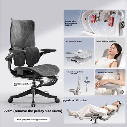 Ergonomic Office Chair with Floating Wing Lumbar Support, Adjustable Height Mesh Computer Chair, Swivel Rolling Office Chair for Home, Gaming & Office
