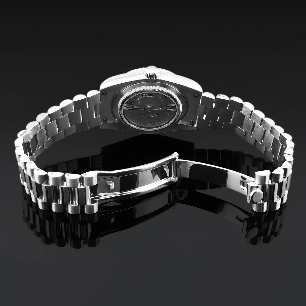 CORGEUT NH36 Mechanical Men's Watch Date of the Week Show President Chain Strap Steel Case Watch Threaded Arc Bezel waterp