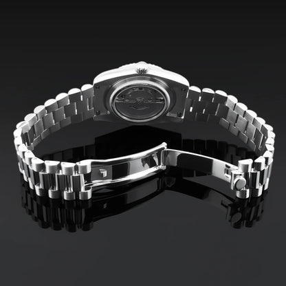 CORGEUT NH36 Mechanical Men's Watch Date of the Week Show President Chain Strap Steel Case Watch Threaded Arc Bezel waterp