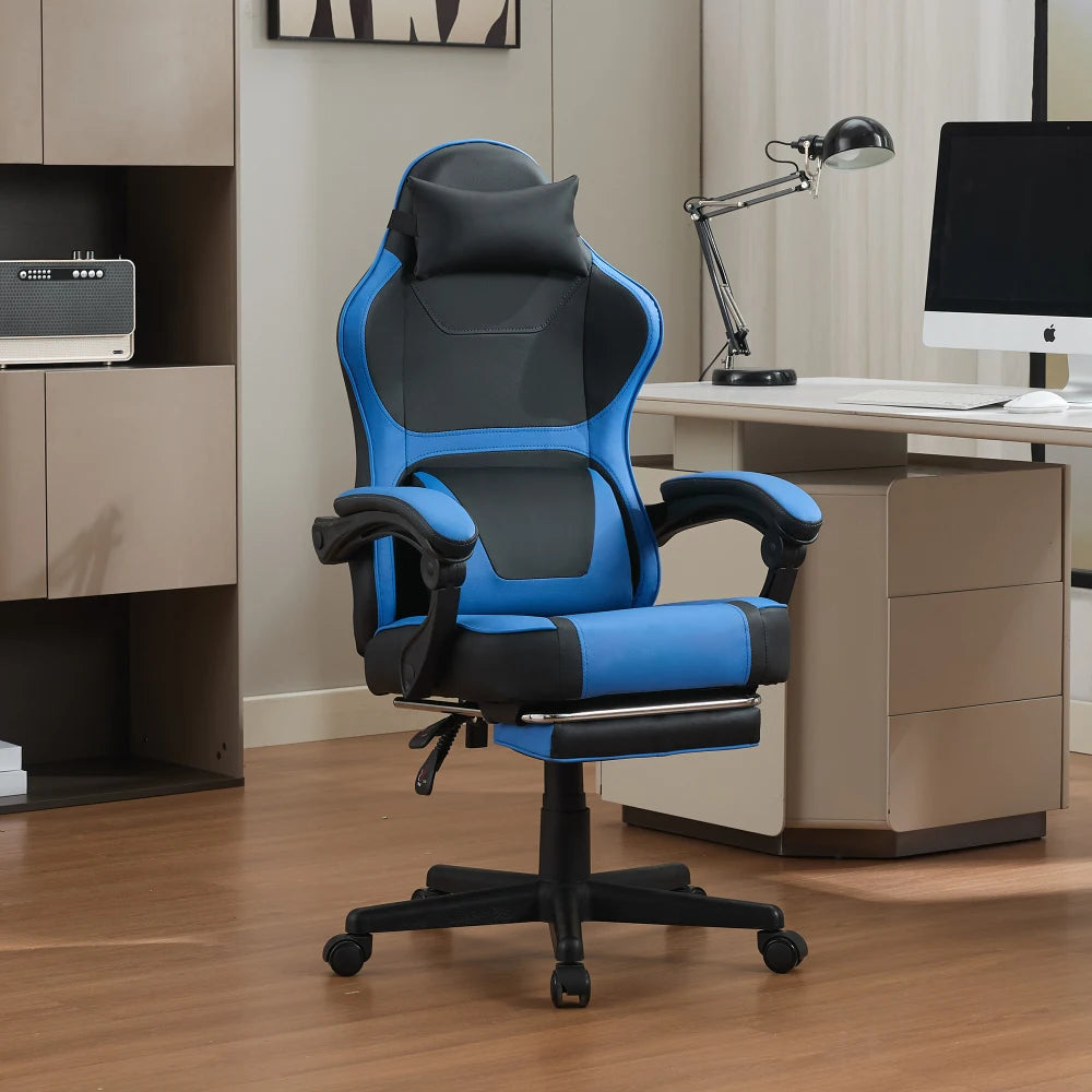 Ergonomic Gaming Chair with Storage Backrest, Adjustable Height Office Gaming Chair, Swivel Racing Computer Chair for Home Office & Gaming