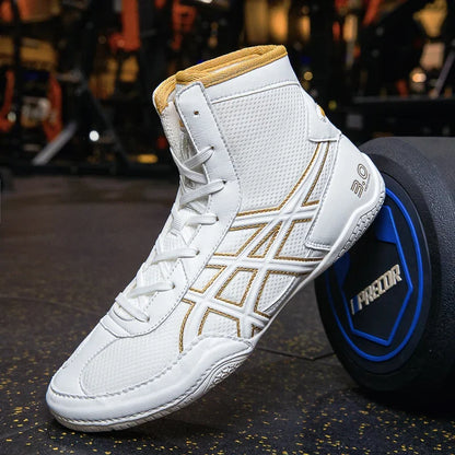 2026 Lightweight Wrestling Shoes For Men Professional Boxing Training Sneakers Large Size Black White Gym Outdoor Sports