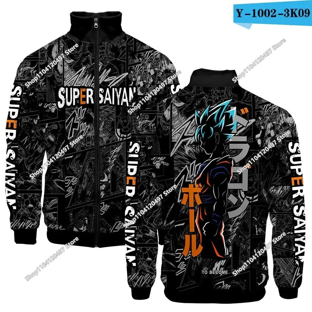 Anime Goku Dragon Ball Jacket Men Women Harajuku Hip Hop Japanese Zip Up Hoodies Goku Clothes Stand Collar Sweatshirt, produit gaming premium Fraquane, produits de luxe, nouvelle génération, équipement gamer