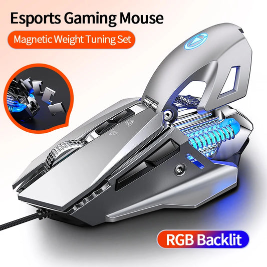RGB Wired Gaming Mouse 7200 DPI Adjustable Esports Mouse for PC, USB Wired Gaming Mouse with RGB Backlit, Ergonomic Gaming Mouse for Laptop & FPS Games