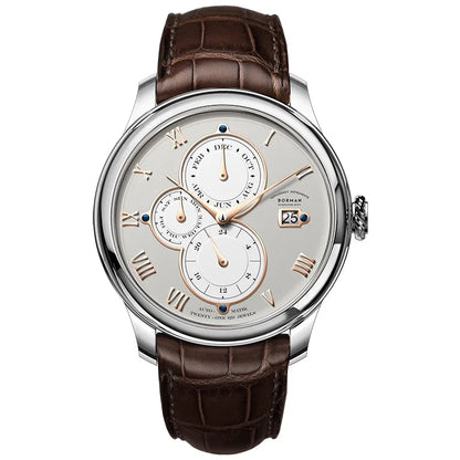 Marca de luxo BORMAN: Relógios mecânicos automáticos para homem, com cristal de safira, resistentes à água até 50 m, mostrador multifunções e bracelete em pele de estilo retro – BM18011