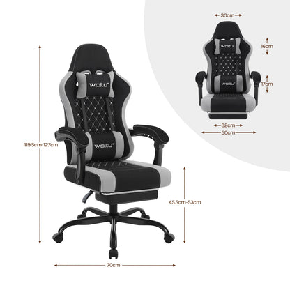 Cadeira de computador giratória WOLTU com função de massagem, cadeira de escritório ergonómica com almofada e apoio para os pés, cadeira gaming ajustável em altura