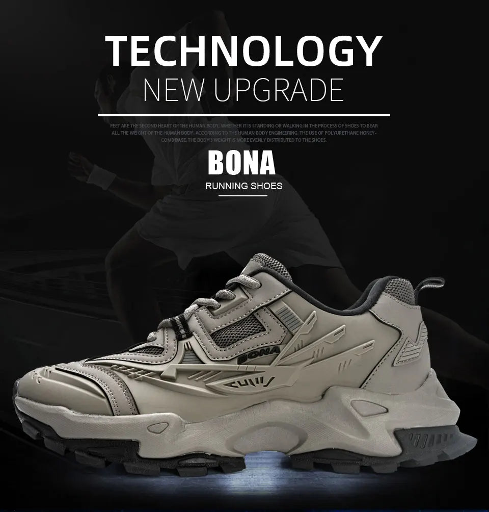 BONA 2023 Nové designové protiskluzové a odolné klasické běžecké boty, pánské sportovní boty na ven, lehké tenisky
