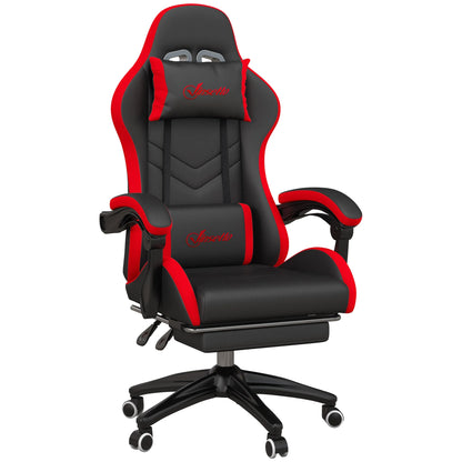 Vinsetto Ergonomic Gaming Chair Racing Style PU Leather Reclining Chair with Lumbar Support, Footrest, Headrest & Adjustable Height