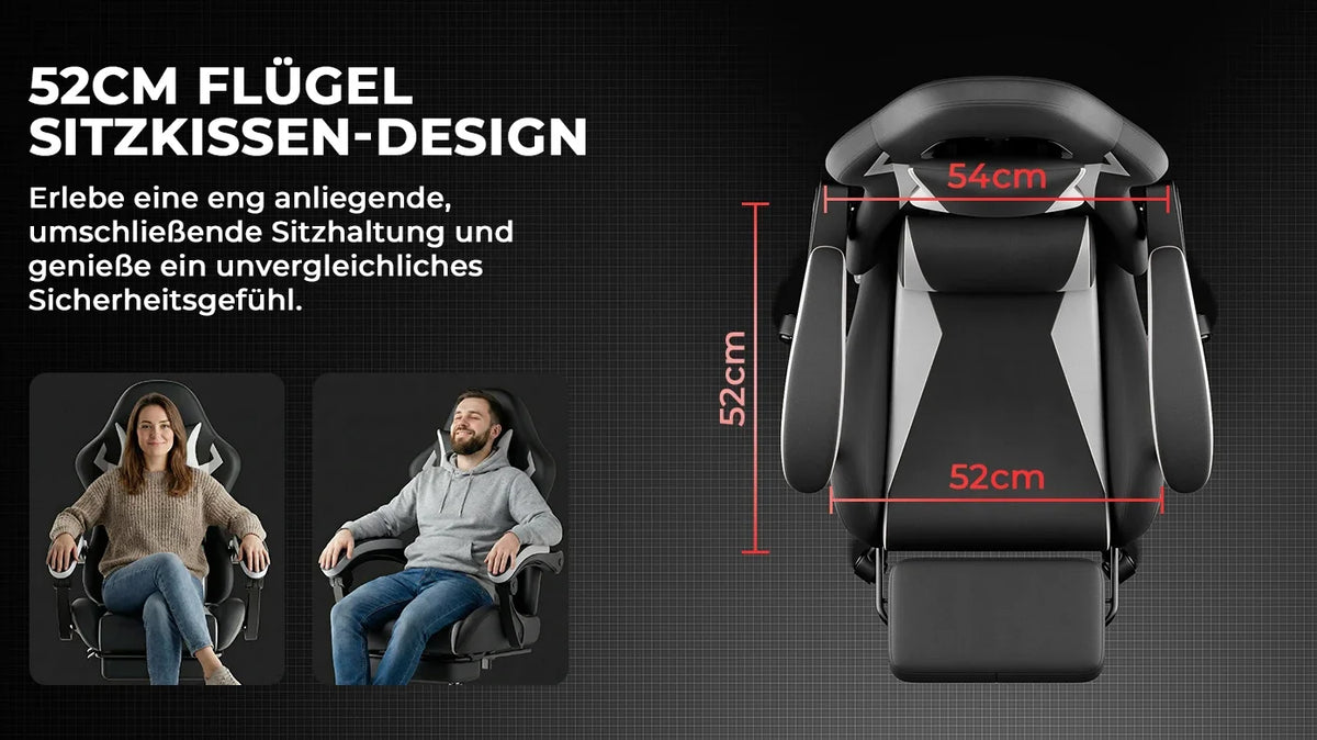 Comanlai Gaming Chair with Footrest Ergonomic High Back Gaming Chair, Adjustable Headrest & Lumbar Support, PU Leather Swivel Computer Gaming Chair for Office & Home