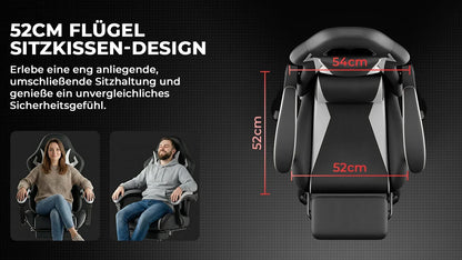 Comanlai Gaming Chair with Footrest Ergonomic High Back Gaming Chair, Adjustable Headrest & Lumbar Support, PU Leather Swivel Computer Gaming Chair for Office & Home