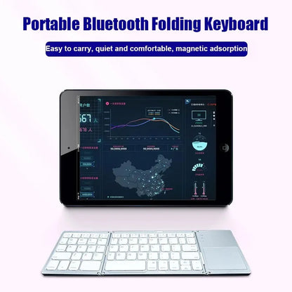 Three Bluetooth Keyboard with Touchpad Tri-fold Keyboard Mini Keyboard Rechargeable Keyboard for PC Windows Android IOS Mac