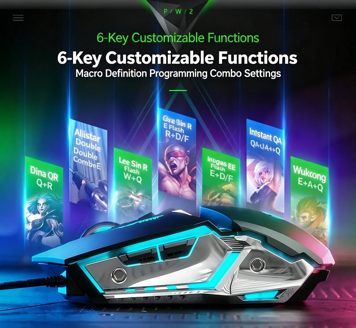 Mouse RGB dual-mode cablato e wireless 2.4G, mouse gaming ricaricabile silenzioso, mouse regolabile 3600 DPI per laptop