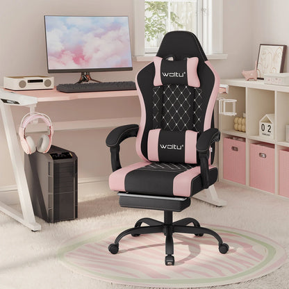 Cadeira de computador giratória WOLTU com função de massagem, cadeira de escritório ergonómica com almofada e apoio para os pés, cadeira gaming ajustável em altura