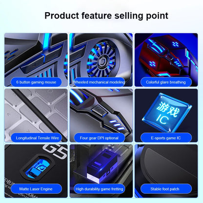 G5 Wired Gaming Mouse RGB Backlight 3200 DPI Silent USB Mouse with 6 Buttons, Ergonomic Gaming Mouse for PC Laptop Computer