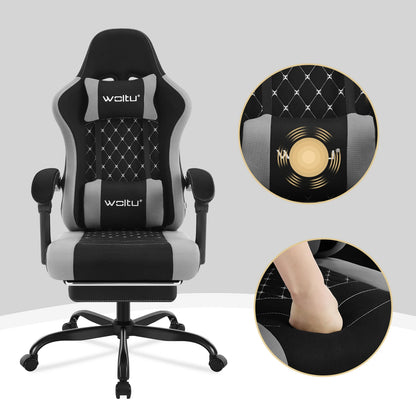 Cadeira de computador giratória WOLTU com função de massagem, cadeira de escritório ergonómica com almofada e apoio para os pés, cadeira gaming ajustável em altura