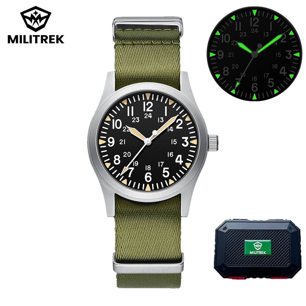 MILITREK 2026 New Military Retro Men'S VH31 Quartz Watch 37mm Sapphire Stainlesssteel 100m Waterproof C3 Luminous Reloj Hombre