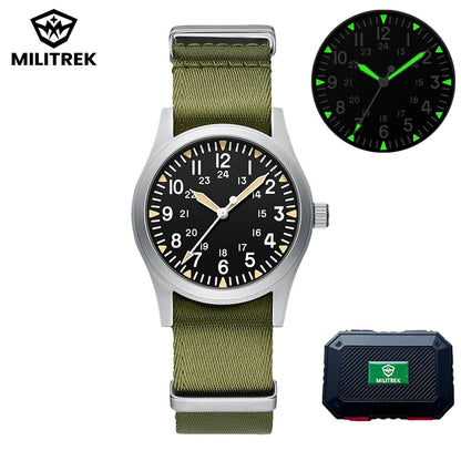 MILITREK 2026 New Military Retro Men'S VH31 Quartz Watch 37mm Sapphire Stainlesssteel 100m Waterproof C3 Luminous Reloj Hombre