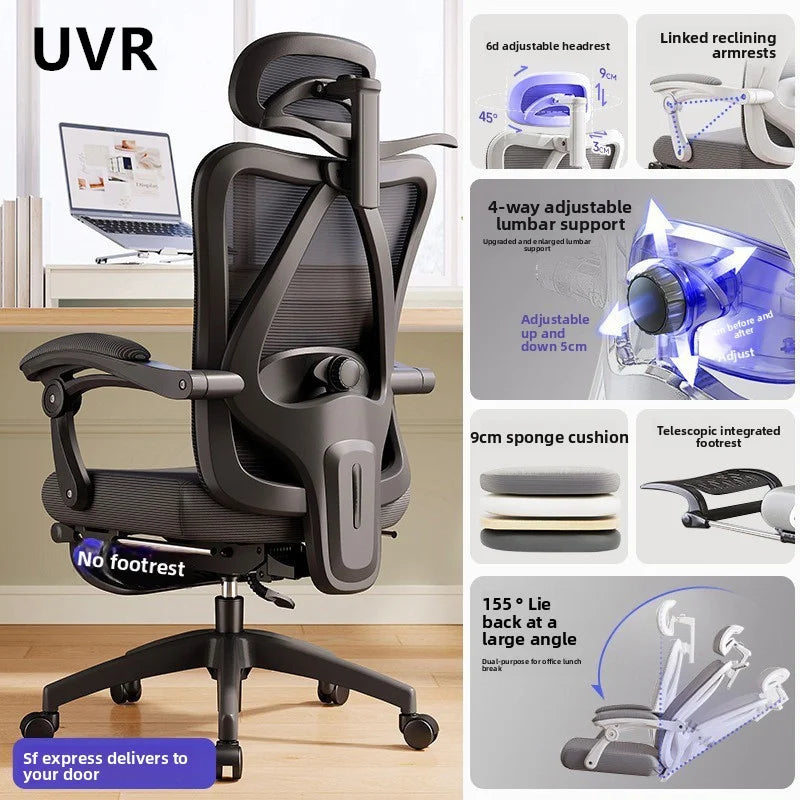 UVR Ergonomic Office Chair Adjustable Height Swivel Executive Chair with Armrest, Comfortable Gaming Desk Chair for Home Office & Work