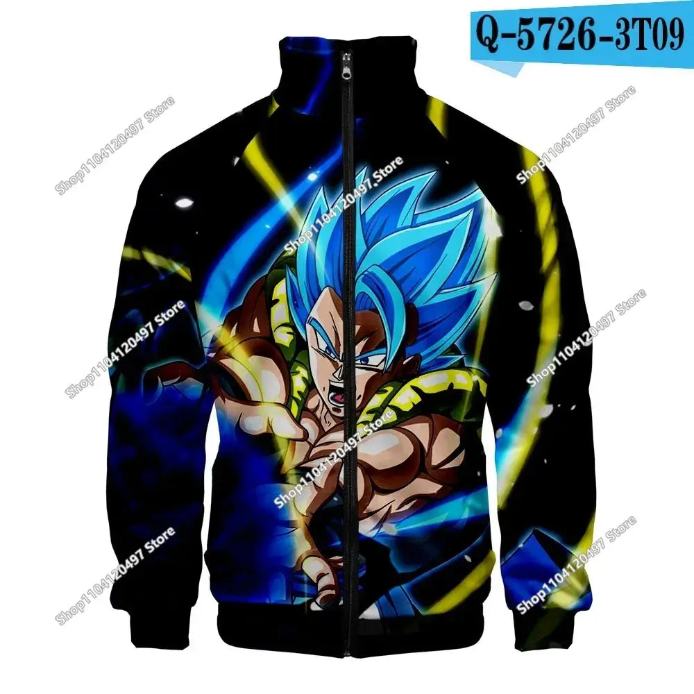 Produit gaming premium Fraquane, Anime Goku Dragon Ball Jacket Men Women Harajuku Hip Hop Japanese Zip Up Hoodies Goku Clothes Stand Collar Sweatshirt