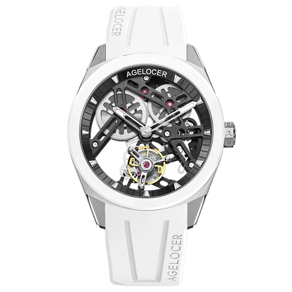 AGELOCER Original Tourbillon Watch Ceramic Bezel Men's Vogue Luxury Skeleton Manual Mechanical Watch Birthday Gift for Men