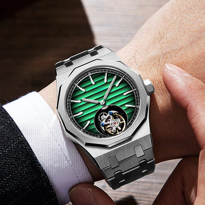 Raymondoya Men Flying Tourbillon Movement Mechanical Automatic Luxury Watches Wristwatches Skeleton Watch Brand For Man Sapphire