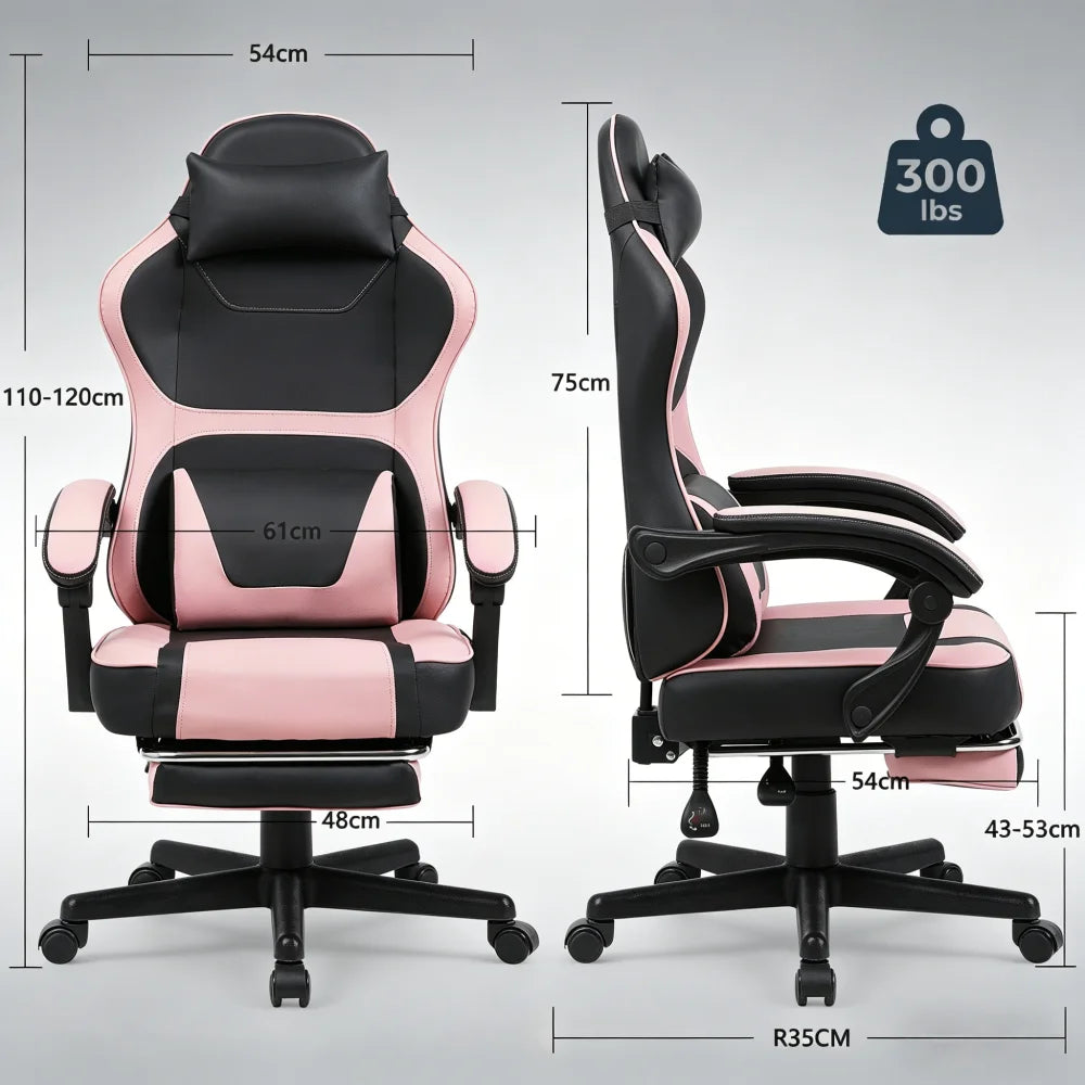 Ergonomic Gaming Chair with Storage Backrest, Adjustable Height Office Gaming Chair, Swivel Racing Computer Chair for Home Office & Gaming