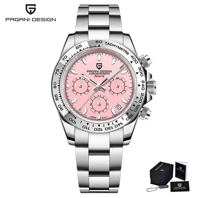 Pagani Design VK63 Fashion Men's Quartz Watch Luxury Sapphire Glass Timing Code Watch Stainless Steel Waterproof 10 Bar PD1727