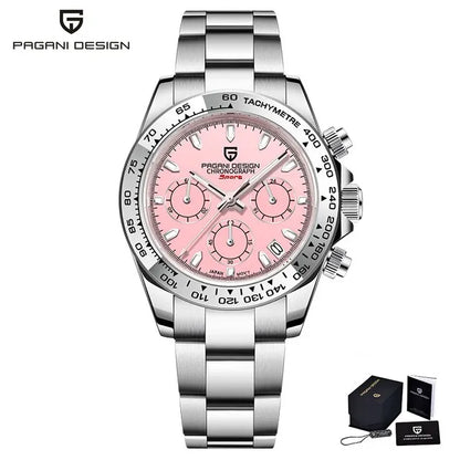 Pagani Design VK63 Fashion Men's Quartz Watch Luxury Sapphire Glass Timing Code Watch Stainless Steel Waterproof 10 Bar PD1727