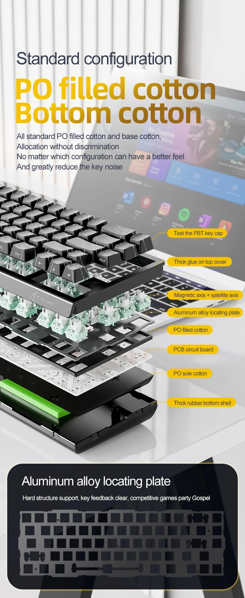 ATTACK SHARK X68 HE Rapid Trigger Magnetic Keyboard 8KHz Wired Gaming Keyboard, 60% RGB Hall Effect Keyboard with 0.01mm RT Accuracy, Snap Tap & DKS for PC/Mac