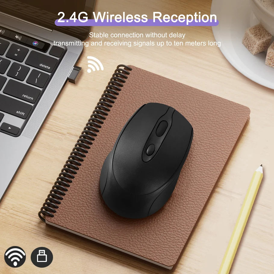 Mouse wireless compatibile Bluetooth 2.4G ricaricabile, mouse wireless per computer USB silenzioso da gaming per PC, laptop, Macbook e tablet