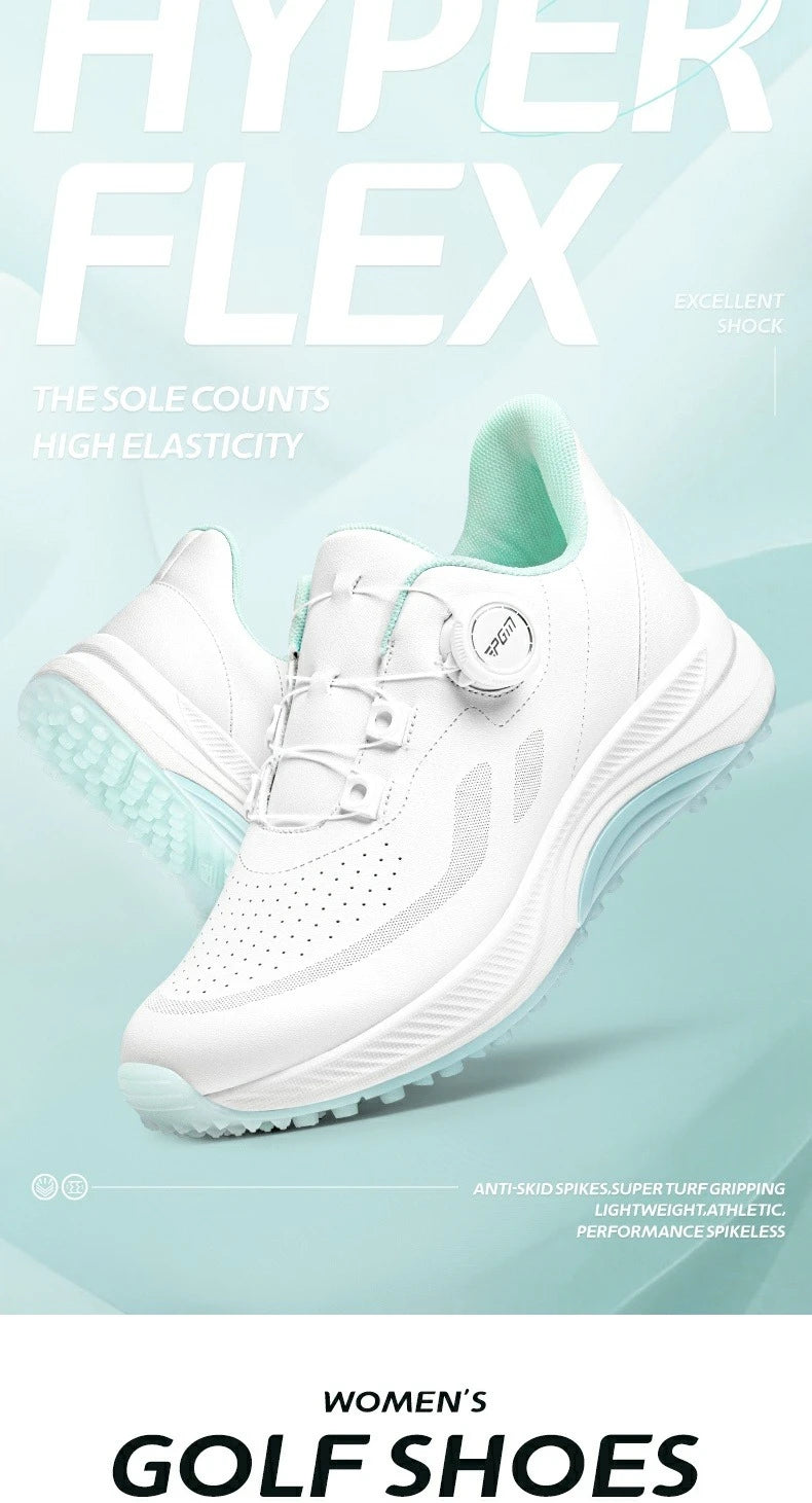 PGM Women Golf Shoes Summer Breathable Knob Shoelaces Height Increase Anti Slip Korean Outdoor Sports Sneakers XZ417