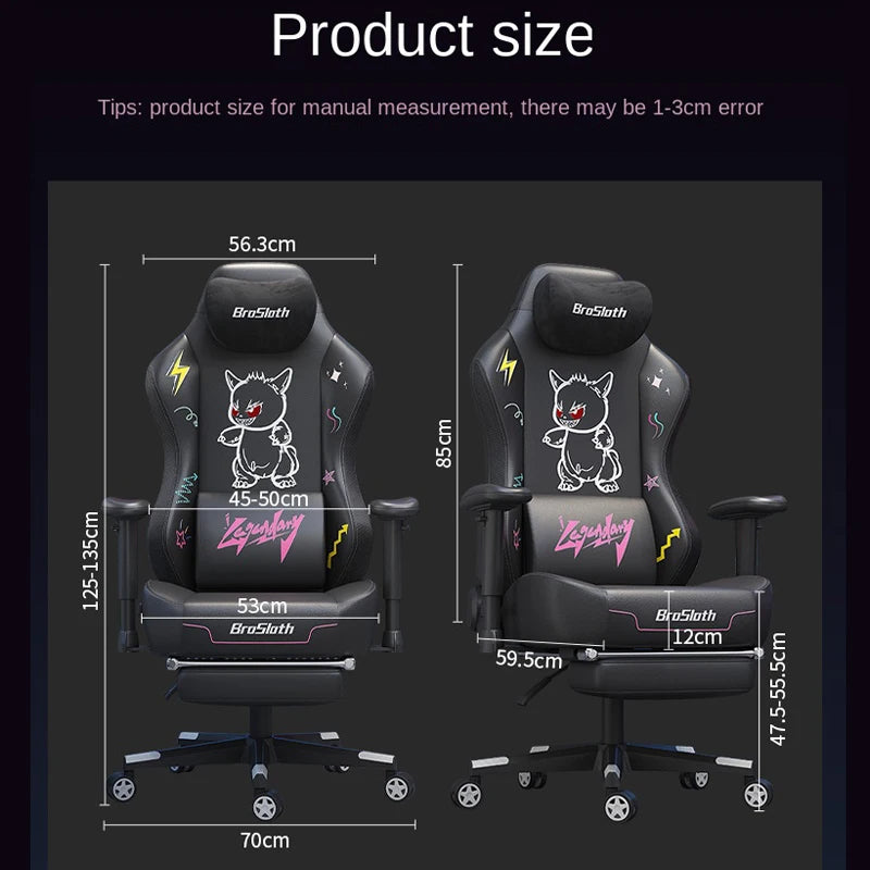 S8 Gaming Chair with 3D Armrests, Ergonomic Adjustable Backrest, Computer Office Chair, Leather Gamer Chair with Nylon Feet