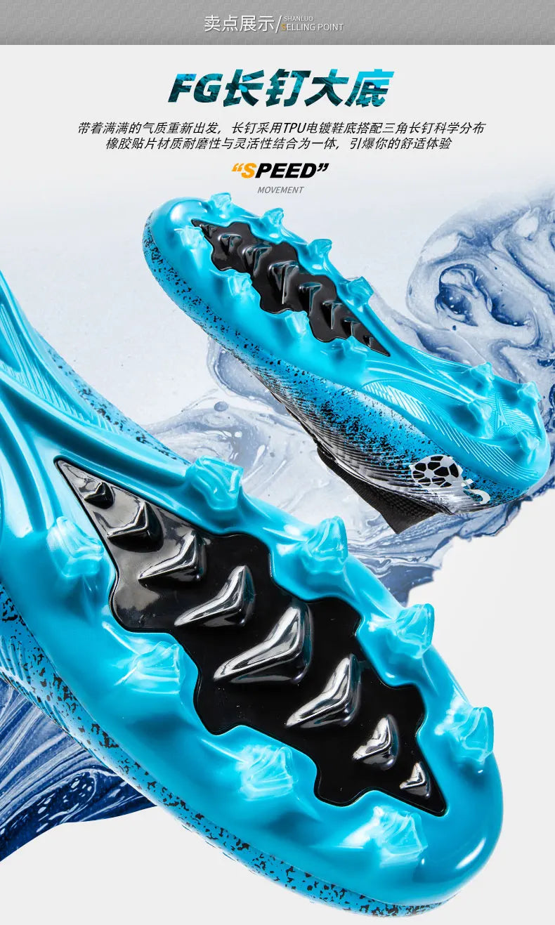 Men Women Football Boots High-top Non-Slip Soccer Sneakers Breathable Futsal Training Shoes Outdoor Grass Ankle Soccer Cleats