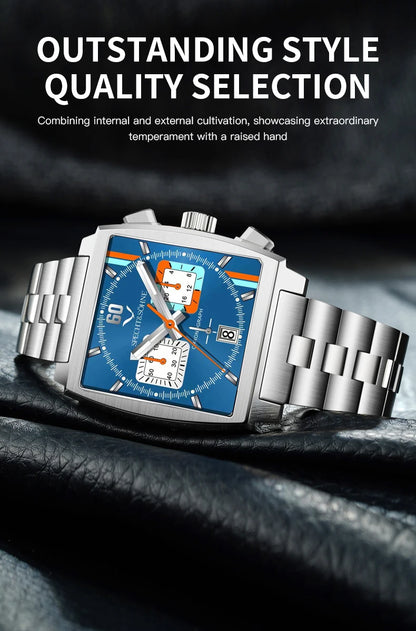 Specht&Sohne Men's Watch Luxury Brand Waterproof Stainless Steel Leather Japan VK Multifunctional Quartz Watch Religio Masculino