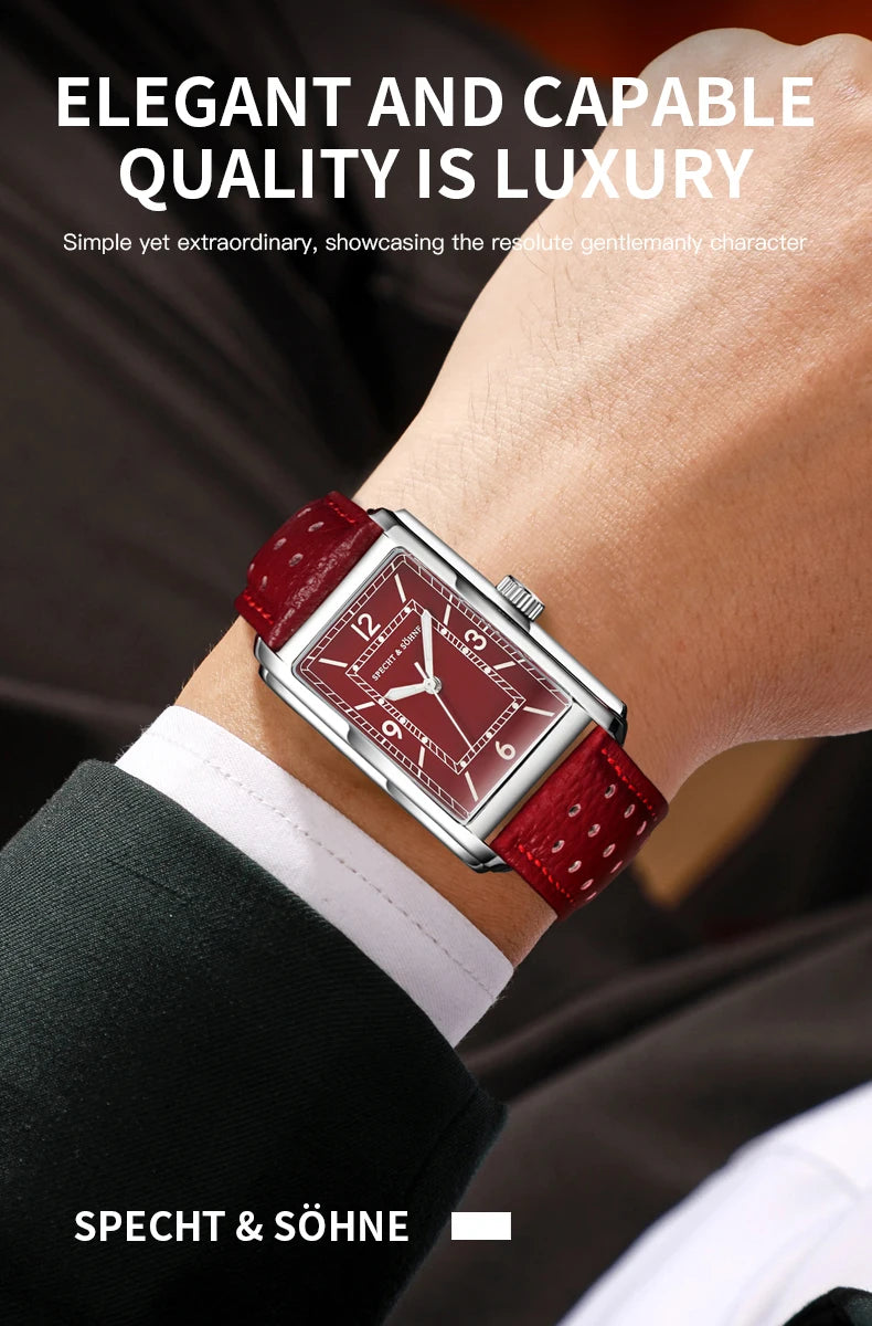 2025 New High Quaity 27MM Specht & Söhne Square Men's Watch Sweep VH31 Movt Steel Reloj Hombre Sapphire Crystal Waterproof
