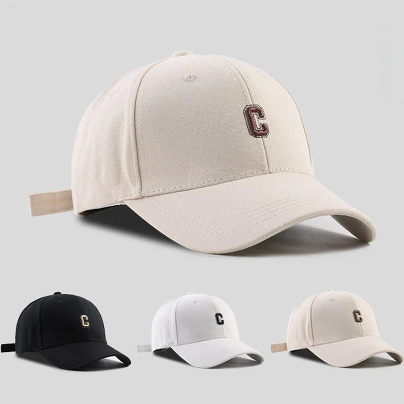 Hard-top C Letter Baseball Cap Men Women's Korean version of the tide peaked cap wide-brimmed big head  the curved brimmed hat