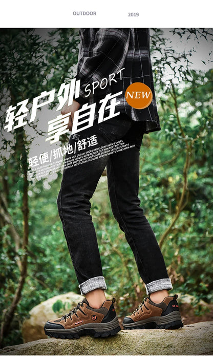 Winter Casual Shoes Men Leather Comfortable Walkng Shoes Autumn Classic Outdoor Sneakers Women High Top Hiking Sneakers Lace Up
