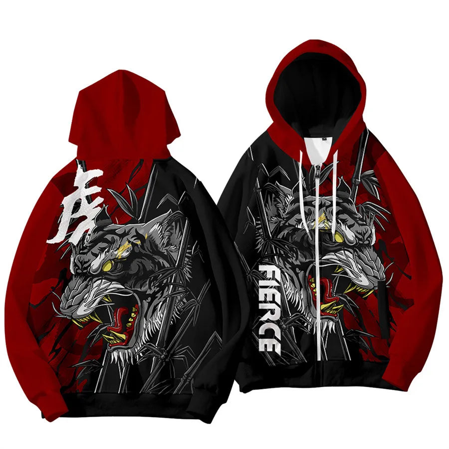 3D tištěné oblečení k čínskému novému roku – pánské mikiny s kapucí pro děti, módní mikina s motivem draka, cool streetwearový top