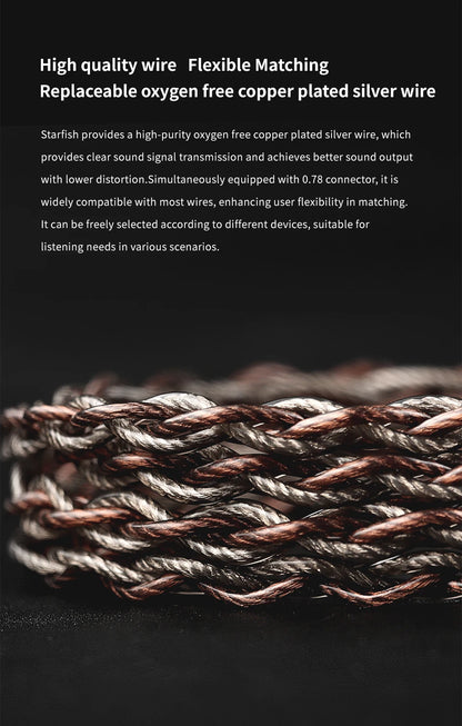TRN Starfish HiFi Wired Earphones 12mm Dynamic Driver In-Ear Monitors with Beryllium Diaphragm, Detachable Cable Audiophile HiFi Headphones
