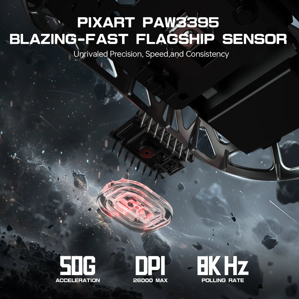Mouse ATTACK SHARK R3 8KHz in lega di magnesio, sensore PixArt PAW3395, fino a 26000 DPI, 2.4G/BT/cablato, ultraleggero da 46g, per PC/Mac