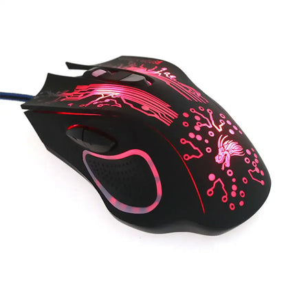 Ratón gaming con cable USB de 2400 DPI, ratón gaming profesional con retroiluminación LED, ratón ergonómico para PC, portátil y MacBook