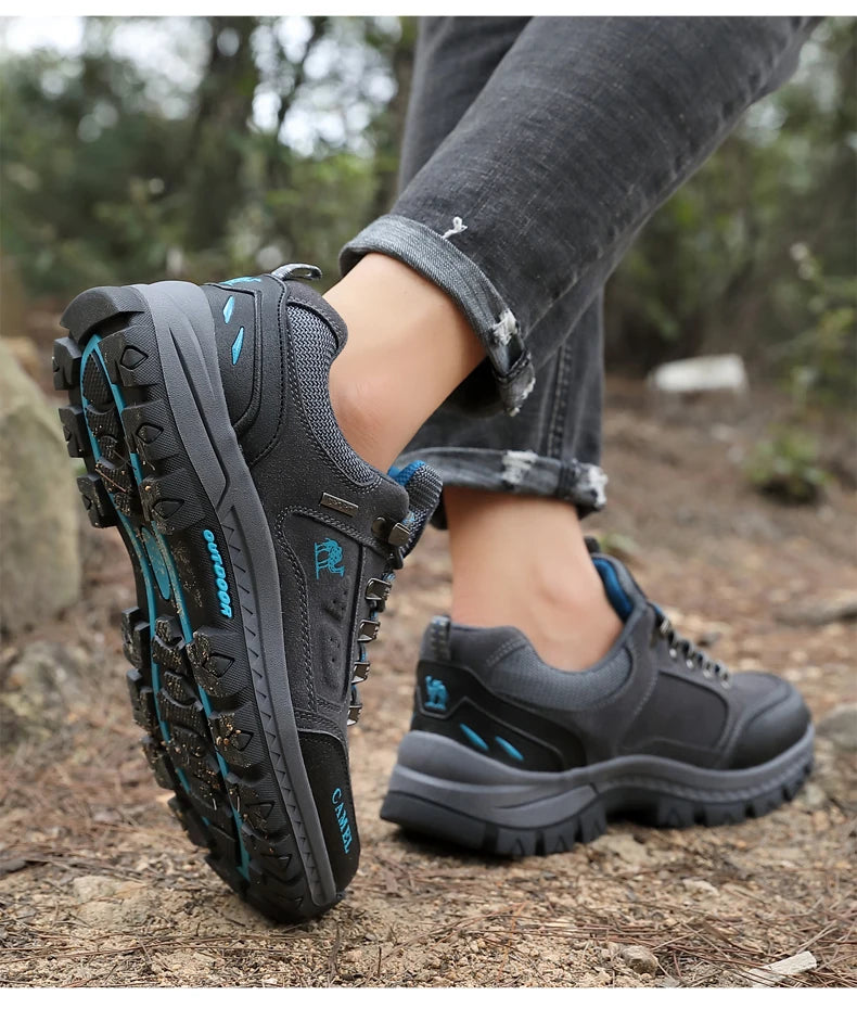 Classic Black Men's Hiking Shoes Outdoor Low Climbing Walking Shoes For Men Trekking Sneakers Non-Slip Mountaineering Shoes Man