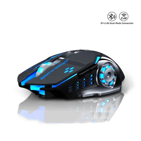 Mouse gaming wireless ricaricabile silenzioso con retroilluminazione, Bluetooth E-Sports e 2.4G USB per laptop, MacBook, PC, gioco e ufficio