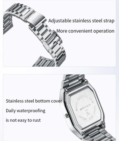 SANDA 747 Men’s & Women’s Luxury Digital Sports Watch  Stainless Steel, LED Dual Display & Waterproof