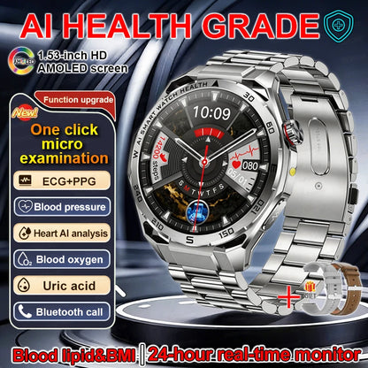 Smart Watch Men High-end Health Blood pressureblood oxygen lipids Uric acid Sapphire Smart watches Ai GPT Custom dial ECG 2026